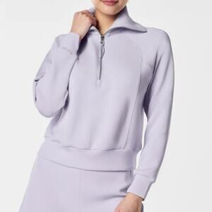 Spanx Women´s AirEssentials Half Zip Light Purple Modal Cloud Sweater Size M